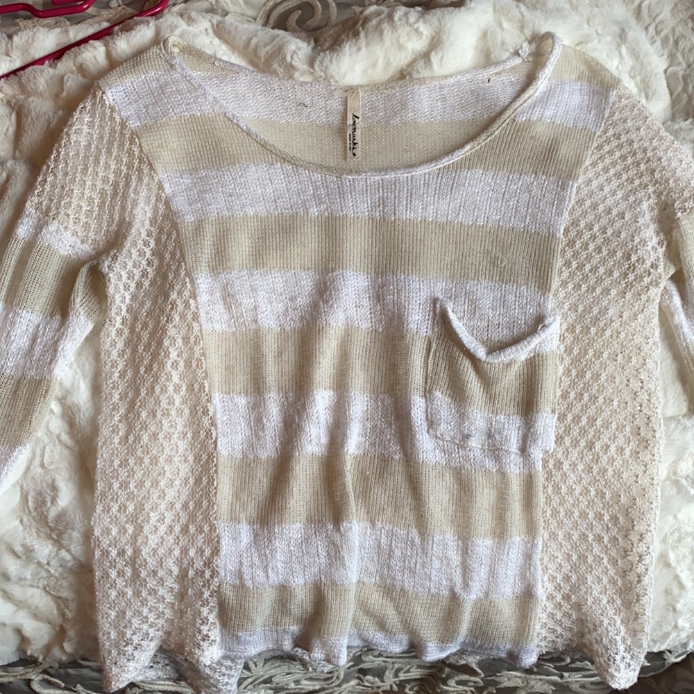 White and cream knitted sweater